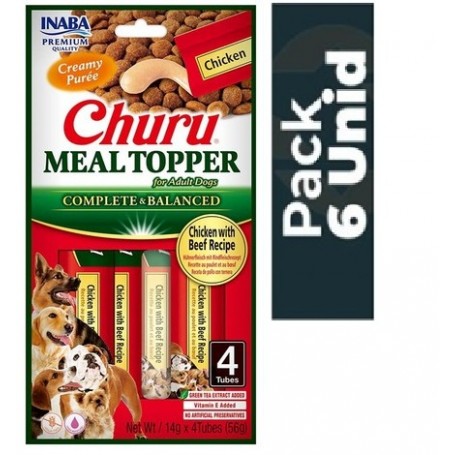 Pack 6 Golosina Churu Perro Meal Topper Pollo y Carne