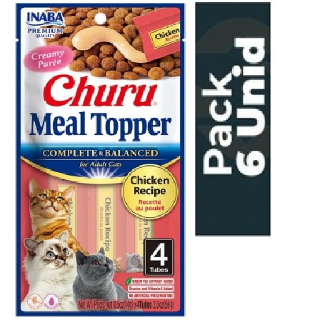 Pack 6 Golosina Churu Gato Meal Topper Pollo 56grs