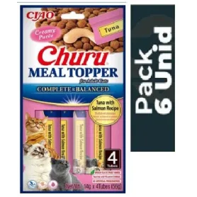 Pack 6 Golosina Churu Gato Meal Topper Atún Y Salmón 56grs 42792 14...