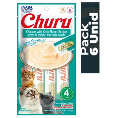 Pack 6 Golosinas Churu Gato Pollo y Cangrejo