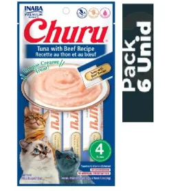 Pack 6 Golosina Churu Gato Atún con Carne 56grs