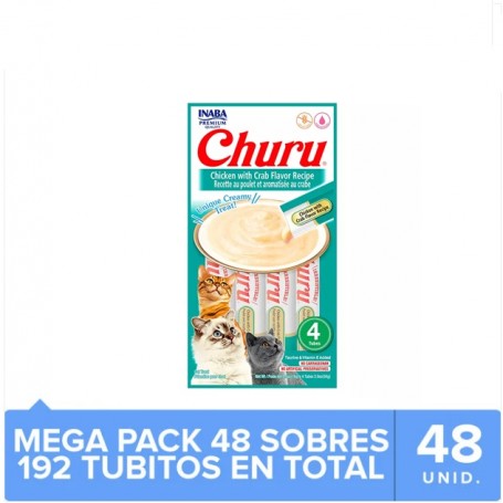 Pack 48 Golosinas Churu Gato Pollo y Cangrejo 56grs