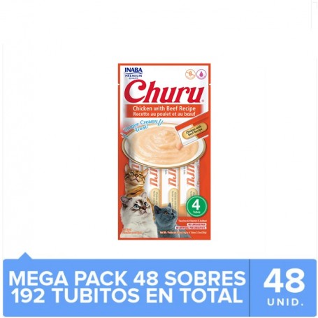 Pack 48 Golosina Churu Gato Pollo con Carne