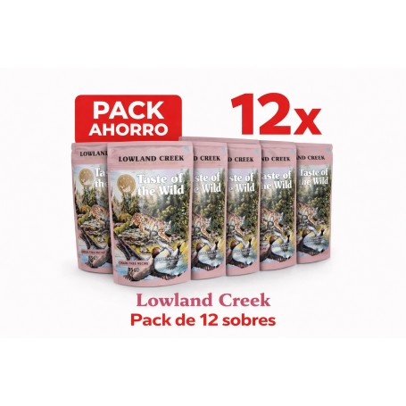 Pack 12 uds Pouch Taste Of The Wild Lowland Creek Gato 85grs