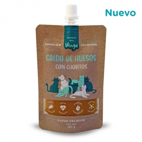 Pouch Winga Caldo de Huesos con Choritos para Gato 180grs