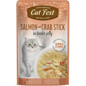 Cat Fest Filetes de Salmón con palitos de Cangrejo en gelatina Salmon with crab stick