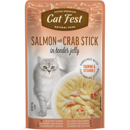Cat Fest Filetes de Salmón con palitos de Cangrejo en gelatina Salmon with crab stick