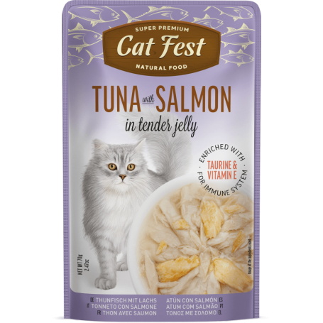 Cat Fest Filtes de Atún con Salmón en gelatina Tuna with salmon
