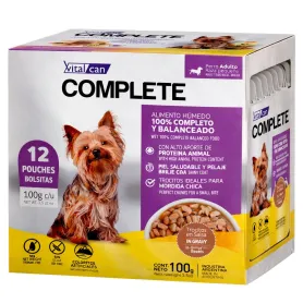 Pack 12 Pouch Vitalcan Complete Trocitos en Salsa Carne Perro Adult...