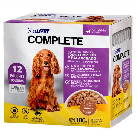 Pack 12 Vitalcan Pouch Complete Perro Adulto Carne 100g