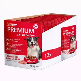 Pack 12 Pouch Vitalcan Premium Pollo en Salsa Perro Adulto 100grs 4...