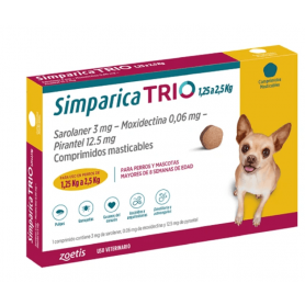 Simparica Trio 1.25 - 2.5 Kg Por 1 Comprimidos