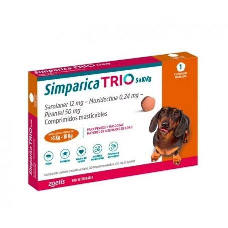 Simparica Trio 5 - 10 Kg Por 1 Comprimidos