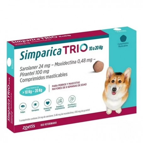 Simparica Trio 10 - 20 Kg Por 1 Comprimidos