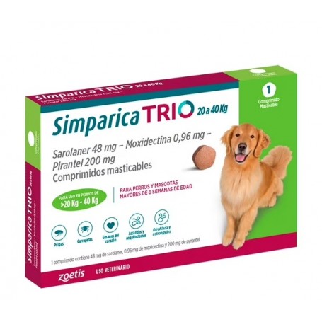 Simparica Trio 20 - 40 Kg Por 1 Comprimidos