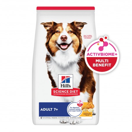 Hills Science Diet Adult 7+, alimento saludable para perro senior sabor pollo 12Kg