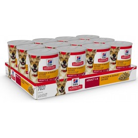 Pack 12 Hills Science Diet Adult, Alimento húmedo en lata para perro adulto sabor pollo 369g