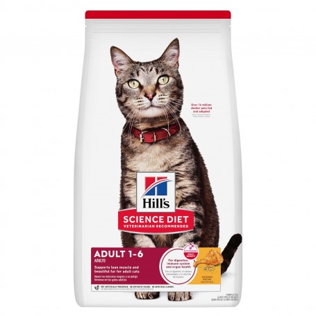 Hills Science Diet Adult, alimento saludable para gato adulto sabor pollo, 490g