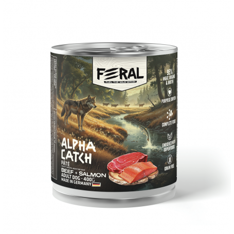 Pack 6 Feral Alimento Humedo Perro Adulto Carne Vacuno y Salmon 400 gr