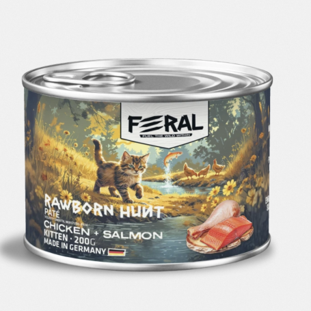 Pack 6 Feral Alimento Humedo Gatito Pollo y Salmon 200 gr