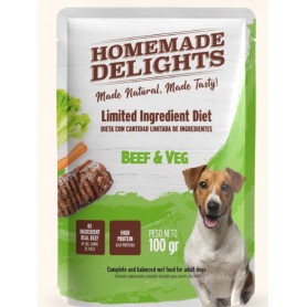 Homemade Delights Beef & Veg Adult Dog X 100 Gr. – Pack 12 Sobres