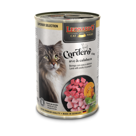 Leonardo Pack 6 Latas Superior Selection Cordero y Ave con Calabaza 400grs