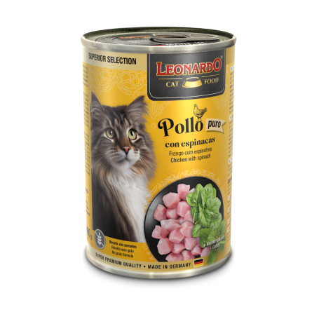 Leonardo Pack 6 Latas Superior Selection Pollo con Espinaca 400grs